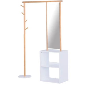 ® Kapstok Kapstok Met Make-up Spiegelplank 4 Haken Naturel Bamboe 1
