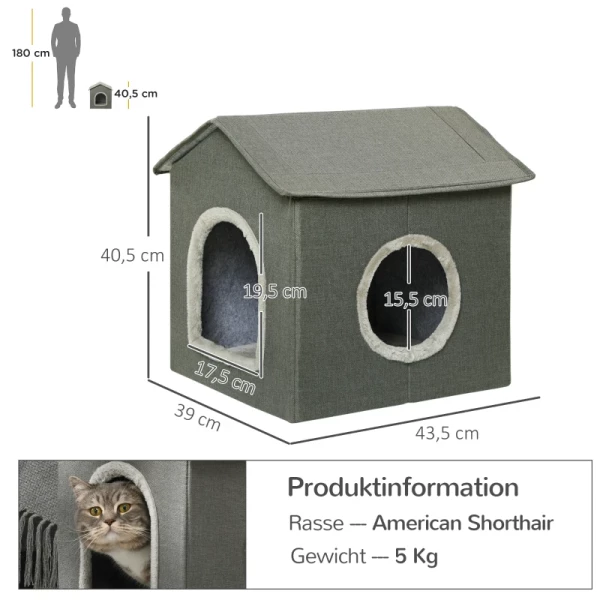  Kattengrot Met Kussen Kattenbed Reisbed Voor Huisdieren Wasbaar Kussen Khaki/Groen 3