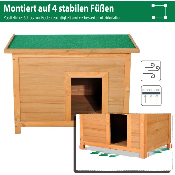  Kennel Hondenhok Hondengrot Hut Voor Honden Katten Dak Dennenhout 82 X 58 X 58 Cm 4