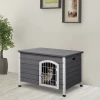  Kennel Hondenhok Met Deur Hondenbox Gaas Transportkooi Voor Katten Konijnen Buiten Waterdicht Grijs Spar 80x55x53,5 Cm 2