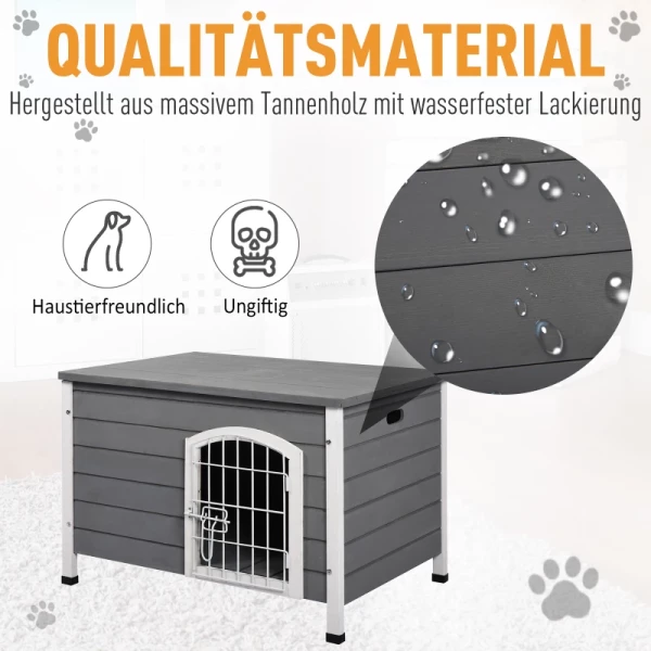  Kennel Hondenhok Met Deur Hondenbox Gaas Transportkooi Voor Katten Konijnen Buiten Waterdicht Grijs Spar 80x55x53,5 Cm 4