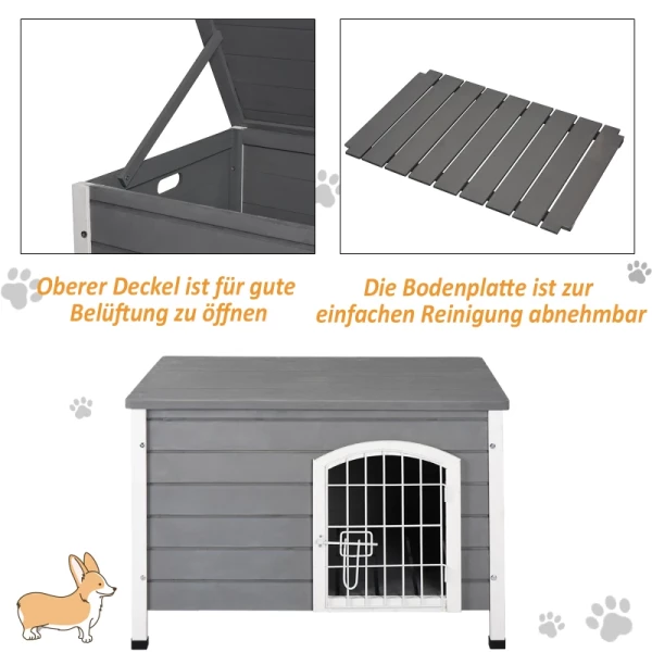  Kennel Hondenhok Met Deur Hondenbox Gaas Transportkooi Voor Katten Konijnen Buiten Waterdicht Grijs Spar 80x55x53,5 Cm 5