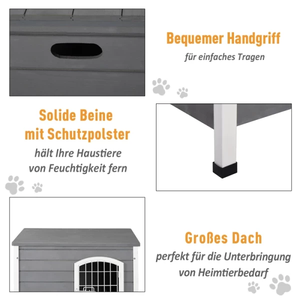  Kennel Hondenhok Met Deur Hondenbox Gaas Transportkooi Voor Katten Konijnen Buiten Waterdicht Grijs Spar 80x55x53,5 Cm 6