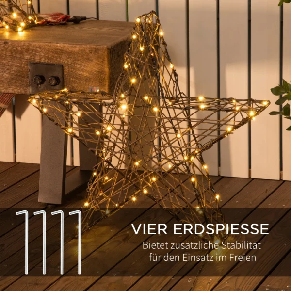  Kerstverlichting, Set Van 2 Kerststerren, 160 LED's, Weerbestendig, Metaal, 80 X 30 X 80cm 6