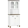  Keukenkast, Buffet, 2 Laden, 2 Vakken, Klassiek Design, Wit, 76 X 38 X 182 Cm 1