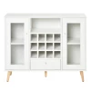  Keukenkast Dressoir Keukenmeubel Met Glazen Deuren Lade En 12-flessen Wijnrek Voor Eetkamer Keuken Spaanplaat Hardhout Wit 100 X 33 X 80 Cm 11