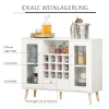  Keukenkast Dressoir Keukenmeubel Met Glazen Deuren Lade En 12-flessen Wijnrek Voor Eetkamer Keuken Spaanplaat Hardhout Wit 100 X 33 X 80 Cm 4