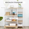  Keukenrek Staand Rek Opbergrek Hoekplank Met 7 Planken Antislip Voetdoppen Metalen Plank Robuust En Stabiel Metaal MDF Staal Wit + Naturel 90 X 40 X 95 Cm 4