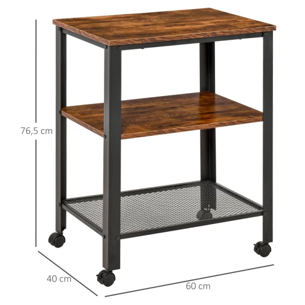  Keukentrolley 3-laags Keukentrolley Serveerwagen Met 4 Wielen Spaanplaat 60 X 40 X 76,5 Cm 3