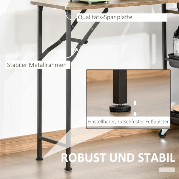  Keukentrolley Met Klaptafel Bruin Zwart 118 Cm X 36,5 Cm X 82 Cm 7