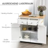  Keukentrolley Met Wielen, Trolley Met Zijplank, Keukentrolley, Serveerwagen Met Kruidenrek, Keukenhulp, P2 MDF, Rubberhout, Wit + Naturel, 89 X 45 X 89,5 Cm 4