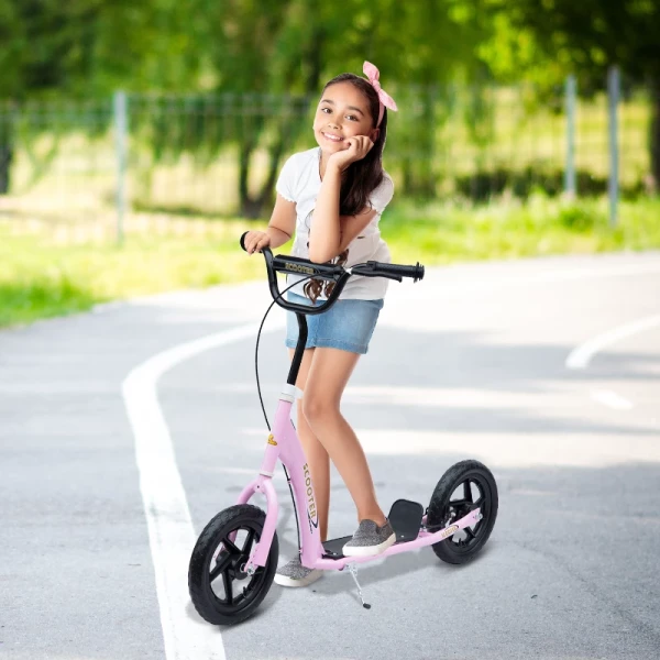  Kick Scooter, Step Voor Kinderen, Met Handrem, Standaard, 12 Inch Wielen, Vanaf 5 Jaar, Staal, Roze 120 X 52 X 88 Cm 10