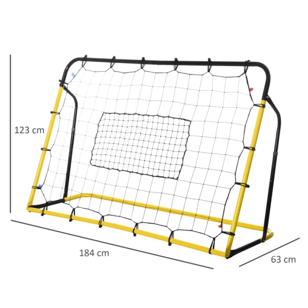  Kickback Soccer Rebounder Goal Rebound Wall Net Voor Voetbal, Basketbal En Honkbal, Staal+PE, Geel+zwart, 184 X 63 X 123 Cm 3