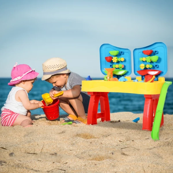  Kinder Zand- En Waterspeeltafel, Zandspeelgoed, Zandbaktafel Met 31 Stuks. Accessoires, Speeltafel, Strandspeelgoed, Vanaf 3 Jaar, PP, 73 X 35 X 70 Cm 2