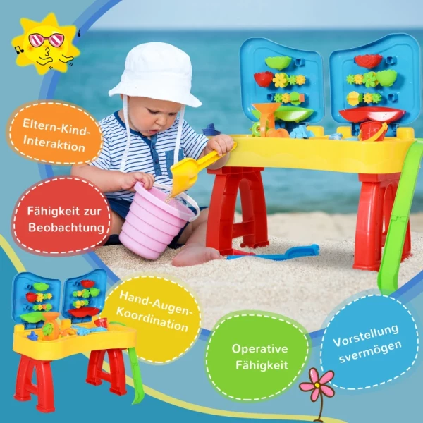  Kinder Zand- En Waterspeeltafel, Zandspeelgoed, Zandbaktafel Met 31 Stuks. Accessoires, Speeltafel, Strandspeelgoed, Vanaf 3 Jaar, PP, 73 X 35 X 70 Cm 4