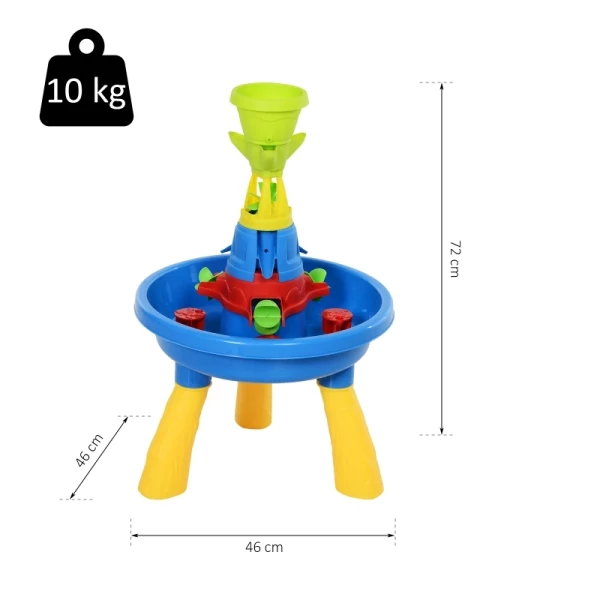  Kinder Zand- En Watertafel Speeltafel Speeltafel Outdoor Kinderzandtafel Met 21 Stuks. Accessoires, Waterpark, Babyspeelgoed Vanaf 3 Jaar, PP, Kleurrijk, 46 X 46 X 72 Cm 3