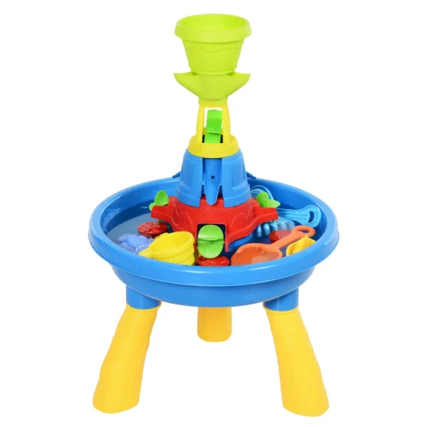 Kinder Zand- En Watertafel Speeltafel Speeltafel Outdoor Kinderzandtafel Met 21 Stuks. Accessoires, Waterpark, Babyspeelgoed Vanaf 3 Jaar, PP, Kleurrijk, 46 X 46 X 72 Cm 1