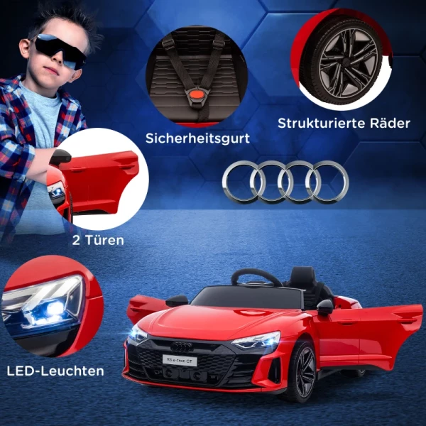  Kinderauto, Elektrische Auto, Audi-licentie, Met Veiligheidsgordel, Afstandsbediening, Licht, Rood + Zwart, 103 X 58 X 41 Cm 4