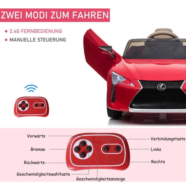  Kinderauto Van Lexus Kindervoertuig Voor 3-6 Jaar Elektrische Auto Met Mp3-muziek Rood 106 X 43 X 44 Cm 5