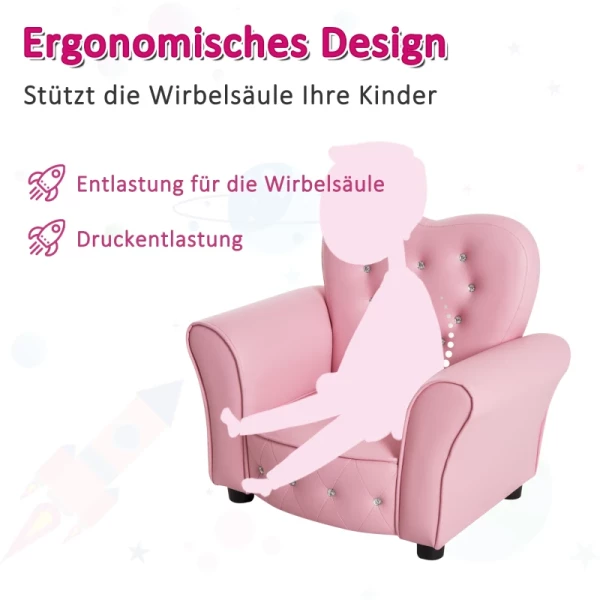  Kinderbank Kinderfauteuil Prinses Minibank Kinderkamerbank Hartvormig Roze L59 X B41,5 X H49 Cm 4