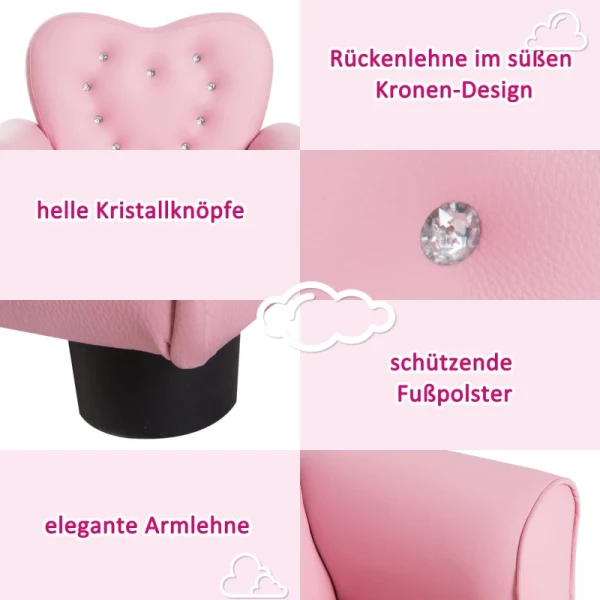  Kinderbank Kinderfauteuil Prinses Minibank Kinderkamerbank Hartvormig Roze L59 X B41,5 X H49 Cm 5