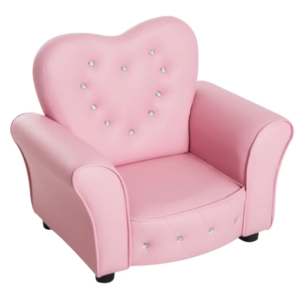 Kinderbank Kinderfauteuil Prinses Minibank Kinderkamerbank Hartvormig Roze L59 X B41,5 X H49 Cm 1