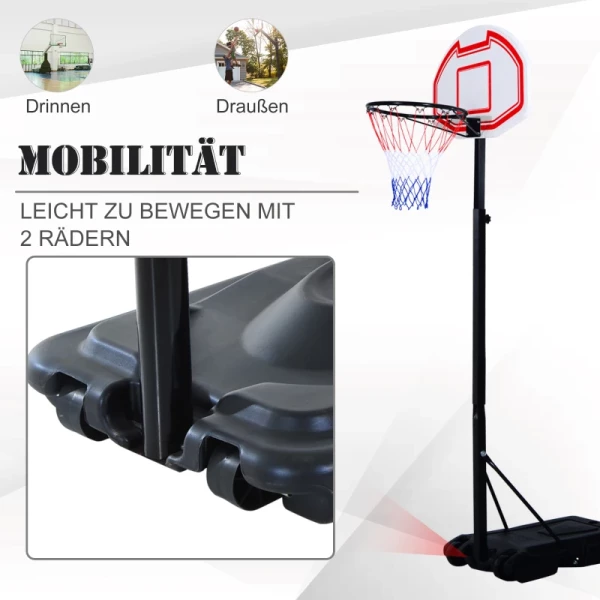  Kinderbasketbalstandaard Basketbalring Met Wielen Basis Kan Worden Gevuld Met Water Bord Hoogte 194-249 Cm PE + Staal Zwart 5