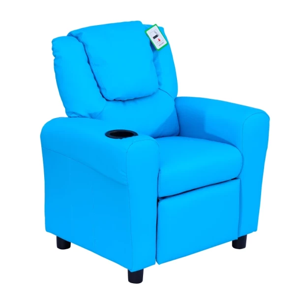 Kinderfauteuil Met Verstelbare Rugleuning 62 X 52 X 69 Cm Massief Houten Frame Blauw 1