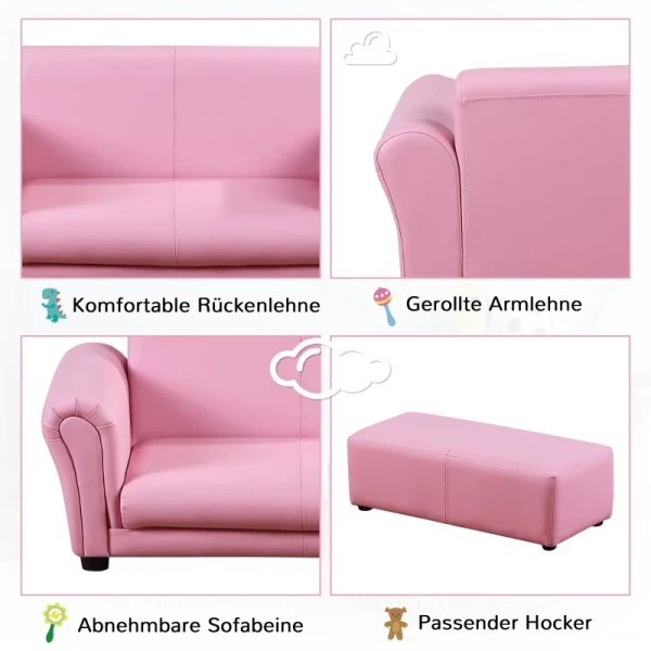  Kinderfauteuil Met Voetenbank, Kinderbank Met Kruk, Kinderbank, Fauteuil, Roze 83 X 42 X 41 Cm 6