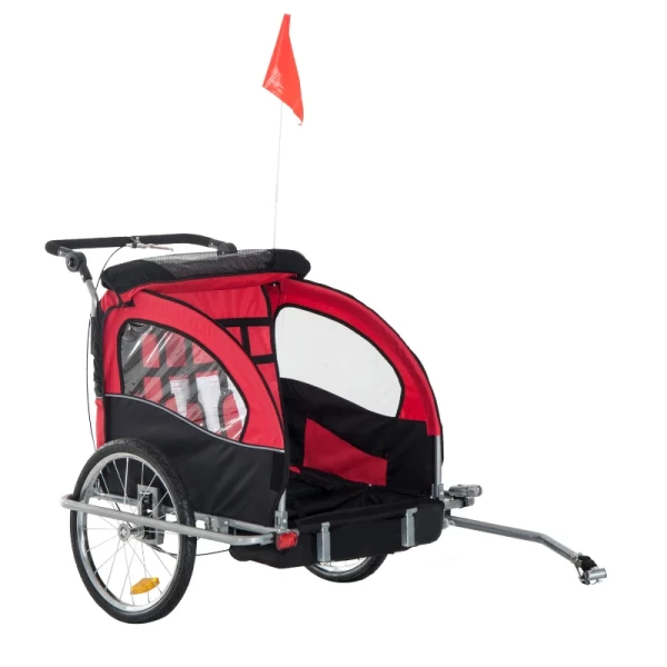 Kinderfietskar Met Universele Koppeling 155 X 88 X 108 Cm Staal Rood + Zwart 1