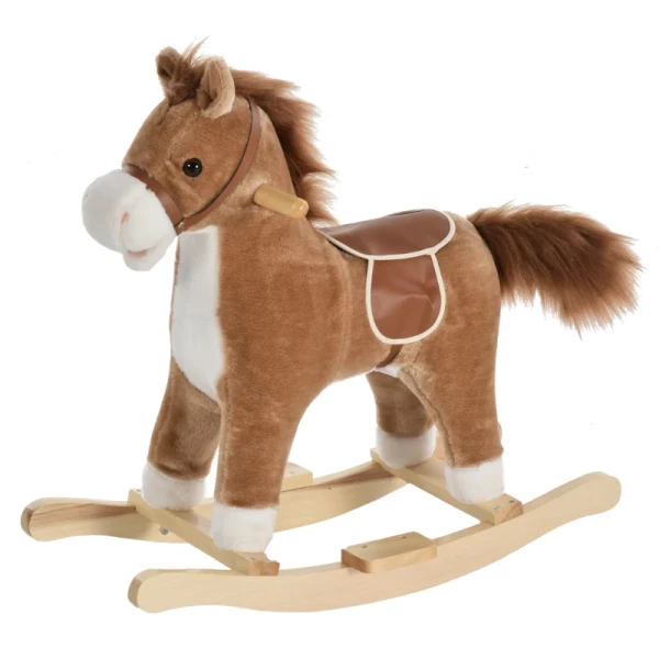 Kinderhobbelpaard Baby Schommeldier Paard Met Dierengeluiden Speelgoedhandvatten Voor 36-72 Maanden Pluche Bruin 65 X 32,5 X 61 Cm 1