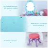  Kinderkaptafel Met Kruk 5 Muziekstukken Licht Meisje Make-upspiegel Infraroodsensor Blauw 49,5x23,5x69,5 Cm 6