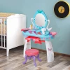  Kinderkaptafel Met Kruk 5 Muziekstukken Licht Meisje Make-upspiegel Infraroodsensor Blauw 49,5x23,5x69,5 Cm 10