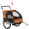  Kinderkar Fietskar Kinderfietskar Voor 2 Kinderen Met Vlag Regenbescherming Ademend Staal Oranje + Zwart 142 X 85 X 105 Cm 1