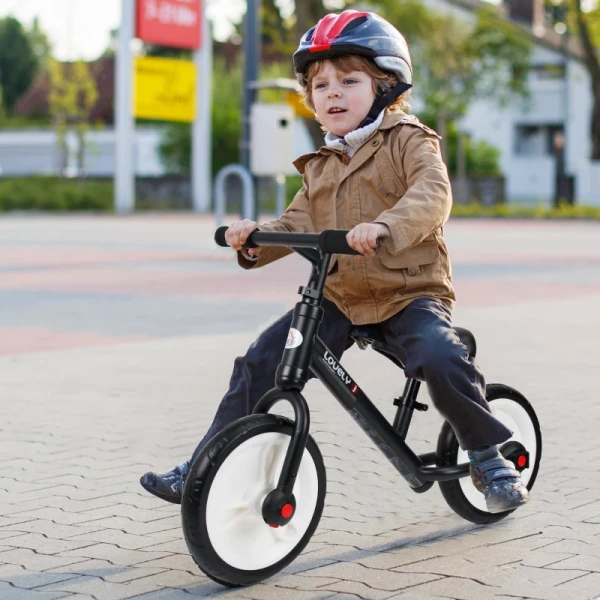  Kinderloopfiets, Loopfiets, Kinderfiets, 2-in-1, Kinderfiets Met Zijwieltjes En Pedalen, 2-5 Jaar, Zithoogte Verstelbaar, PP, Zwart, 85 X B36 X H54 Cm 4