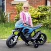  Kindermotor Elektrische Motorfiets Voor Kinderen 3-6 Jaar Lichte Muziek MP3 Elektrisch Voertuig Met Steunwielen Maximaal 3 Km/u Metaal + Kunststof Blauw 105 X 52,3 X 62,3 Cm 10