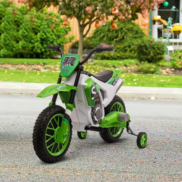  Kindermotorfiets, Elektrische Motorfiets, 45 Minuten Rijtijd, Met Zijwieltjes, Vanaf 3 Jaar, Groen+wit, 106,5 X 51,5 X 68cm 10