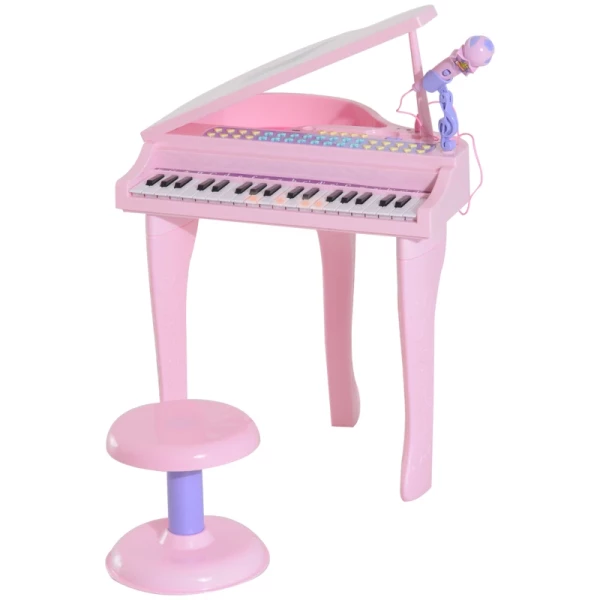  Kinderpiano Mini Piano Keyboard Muziekinstrument MP3 USB Inclusief Krukje 37 Toetsen Roze 11