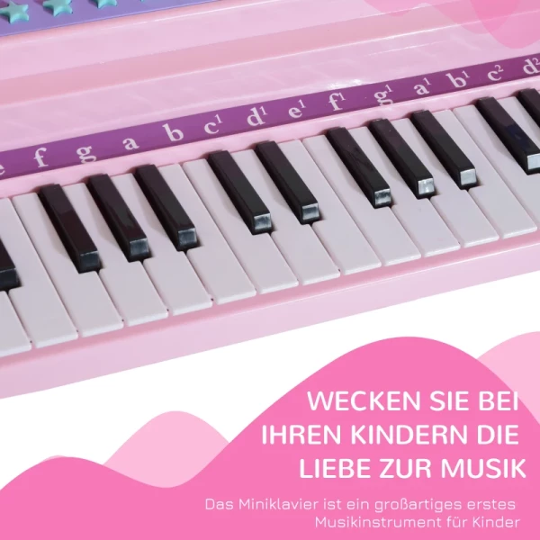  Kinderpiano Mini Piano Keyboard Muziekinstrument MP3 USB Inclusief Krukje 37 Toetsen Roze 6