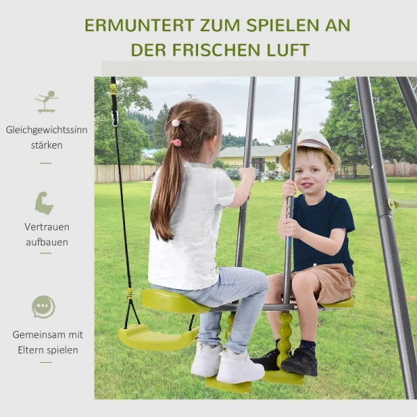  Kinderschommel Tuinschommel Schommelframe Schommelset Met Metalen Frame Klimmen Touwladder Wip 3-10 Jaar Tot 3 Kinderen 4