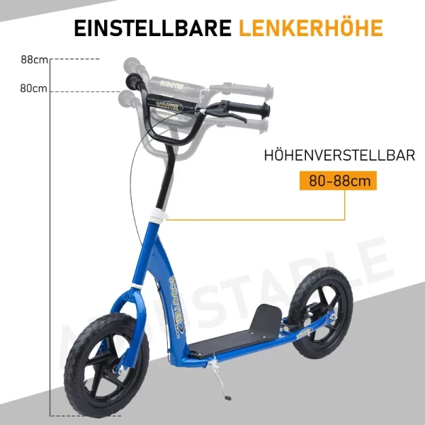  Kinderscooter Met Achterrem Kickscooter 12 Inch Kickscooter Scooter Stadsscooter Voor Kinderen Kickboard In Hoogte Verstelbaar Staal EVA Blauw 120 X 52 X 80-88 Cm 5