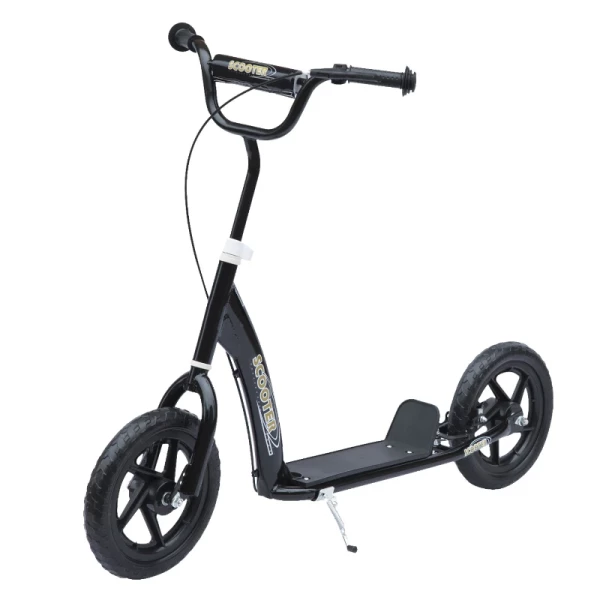 Kinderscooter Met Achterrem Kickscooter 12 Inch Kickscooter Scooter Stadsscooter Voor Kinderen Kickboard In Hoogte Verstelbaar Staal EVA Zwart 120 X 52 X 80-88 Cm 1