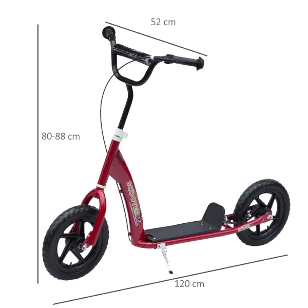  Kinderstep Met Achterrem Kickscooter 12 Inch Step Step Stadsstep Voor Kinderen Kickboard In Hoogte Verstelbaar Staal EVA Rood 120 X 52 X 80-88 Cm 3