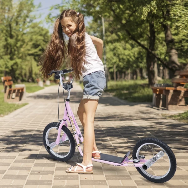  Kinderstep Met Luchtbanden Step Step Stadsstep Voor Kinderen Kickboard 16 Inch Vanaf 5 Jaar In Hoogte Verstelbaar Roze 143 X 58 X 92-100 Cm 10