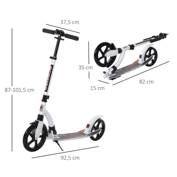  Kinderstep, Step Met Schokdemping, Step, Opvouwbaar En In Hoogte Verstelbaar, Vanaf 14 Jaar, Aluminium, Wit, 92,5 X 37,5 X 87-101,5 Cm 3