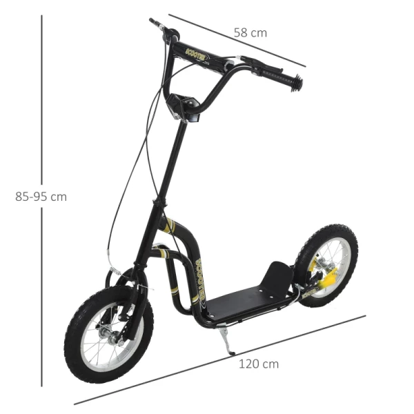  Kinderstep Vanaf 5 Jaar Step Kinderstep Stadsstep Kinderstep Kickboard Met Luchtbanden 12 Inch Rubber Aluminium Zwart 120 X 58 X 85-95 Cm 3