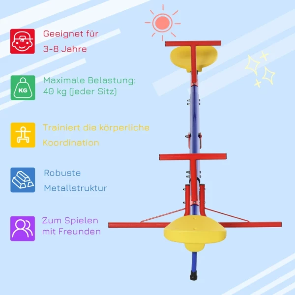  Kindertuinwip 360° Draaibare Wipwap Carrouselwip Voor 3-8 Jaar Metaal Veelkleurig 182 X 77 X 63 Cm 4