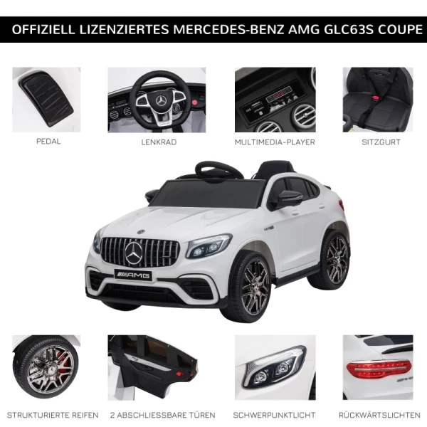  Kindervoertuig Mercedes-Benz AMG GLA45 Gelicentieerde Elektrische Auto Met Afstandsbediening 2 X 35 W Motoren MP3 Veiligheidsgordel 37-60 Maanden Wit 115 X 70 X 55 Cm 7