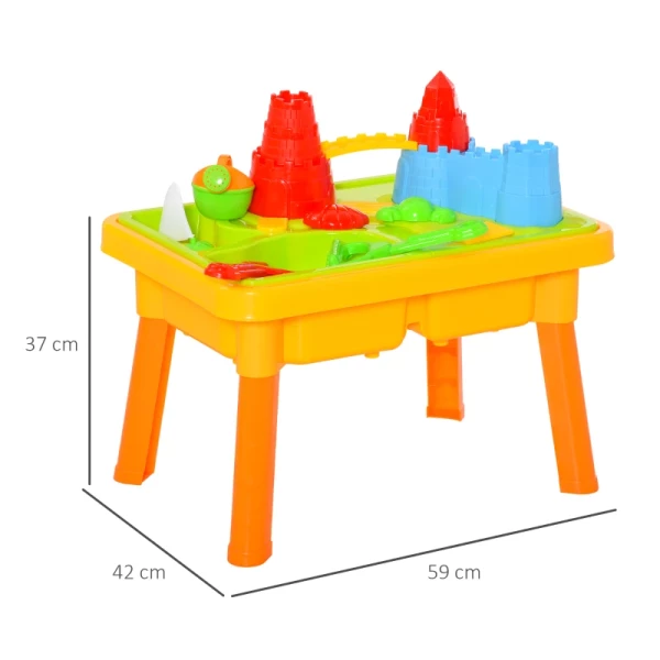  Kinderzandspeelgoed Zandbaktafel Met 23 Stuks. Accessoires Speeltafel Strandspeelgoed Voor 18-36 Maanden PP Kasteel Thema 59L X 42 X 37 Cm 3