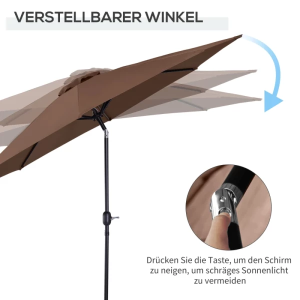  Klapparasol Tuinparasol Market Parasol Met Zwengel Staal 180/m² Polyester Bruin Ø2,95 X 2,5 M 4